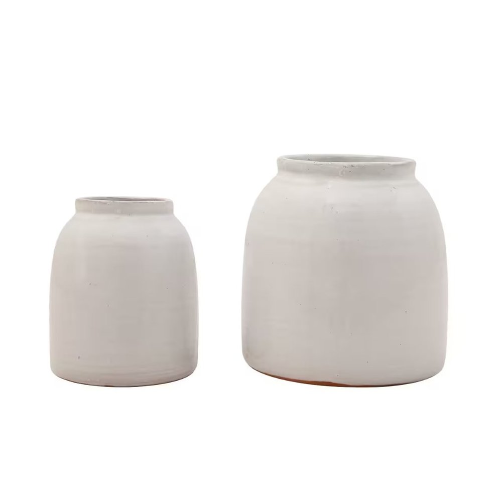 Creative Co-Op White Terra Cotta Vase Set